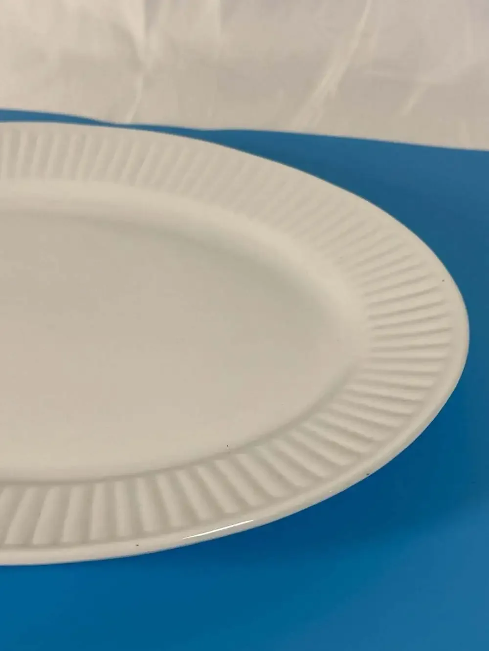 Gibson White Ribbed Edge Oval Serving Platter